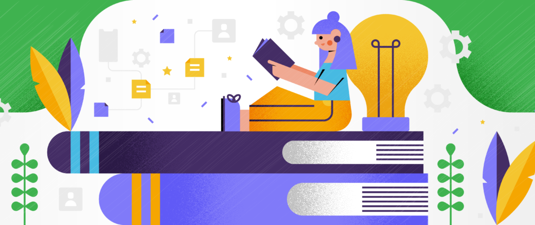 ilustracja do blog posta o UX research, dziewczyna czytająca książkę o user experience